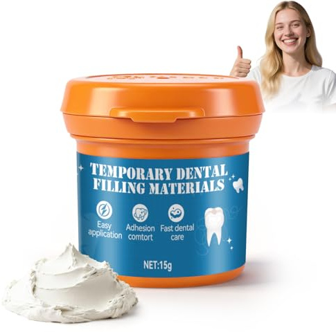 Cemento Dental Temporal, Pegamento Dental, Pegamento Dentadura Postiza, Pasta de Reparación Dental de Emergencia, Especial para Relleno de Caries, Listo para Usar, 15g