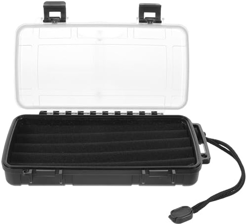 BAZEITFLOW Custodia Portatile per Sigari con Umidificatore, 5 Slot, Materiale Plastico con Interno in Spugna, Elegante e Ermetica per Viaggi di Lavoro