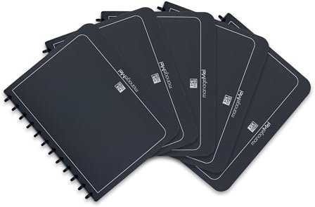 Oxford Ring-Mappe A4, manageMe, Präsentations-Buch mit 25 Hüllen, Vario-Zipp, Austausch- und erweiterbar, anthrazit, 5 Stück