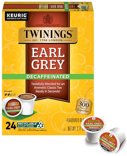 Twinings Decaffeinated Earl Grey Black Tea K-Cup Pods for Keurig, 24 Count (Pack of 1), Flavoured with Citrus and Bergamot, Enjoy Hot or Iced