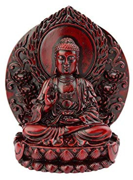 lachineuse – Buddha-Statue der Weisheit – Traditionelle Dekoration – Aus rotem Harz – 15 x 13 cm – Zen-Atmosphäre – Asiatisches Dekorationsobjekt – Geschenkidee China, Asien, Rot