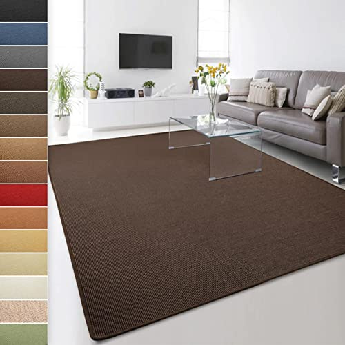 Floordirekt 100% reines Sisal - Sisalteppich - Teppich für Wohnzimmer - Naturfaser - Läufer (Dunkelbraun, 120 x 180 cm)