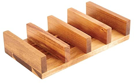 Olympia Support à Tacos en Bois d'Acacia, Bois d'Acacia, Dimensions: 55(H) x 275(L) x 150(P)mm, Contient jusqu'à 4 Tacos, Support à Tacos Cuisine Mexicaine, CK970