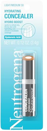 Neutrogena Hydro Boost Hydrating Concealer Stick, Makeup with Hyaluronic Acid for Dry Skin, Lightweight Oil-Free Cover-Up with Buildable Coverage, 30 Light/Medium, 0.12 Oz