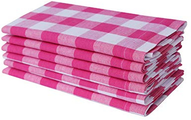 Linen Clubs 12Pack 100% Cotton Yarn Dyed Gingham Check Dinner Napkins 18x18Inch,Clambake Beach party Nautical Dinner Napkins as well, Color Pink/white