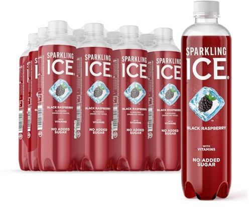 Sparkling Ice, Black Raspberry Flavored Sparkling Water - Contains Vitamins- Only 12 calories- No Added Sugar - No Carbs (12 x 500ml Bottles)