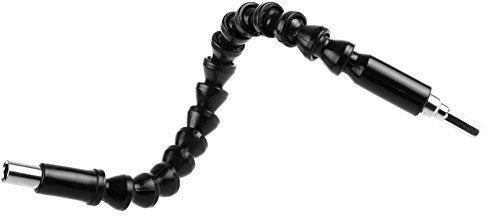 Extensor Flexible 290 mm, Eje Flexible 1/4 Pulgada, Destornillador Portapuntas, Adaptador de Broca de Ángulo Recto, para Taladros Eléctricos