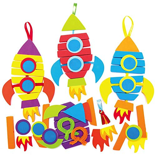Baker Ross AX194 Raketen Stapel Bastelset für Kinder - 6er Pack, Schaumstoff Kindergeburtstag und Bastelaktivitäten für Kinder zum Zusammenbauen, Dekorieren und Ausstellen