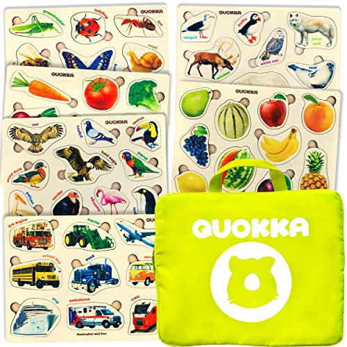QUOKKA Spielzeug Puzzle ab 1 2 Jahre - 6 Set Montessori Holzpuzzle Spiele für Kinder ab 3 4 - Steckpuzzle Holz Geschenk für Mädchen and Junge