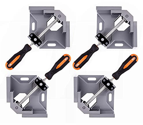 WYQYQ 4pcs Corner Clamp - Right Angle Clamp 90 Degree Wood Clamps for Woodworking, with Adjustable Swing Jaw Aluminum Alloy Frame Clamps, for Welding, DIY Woodworking.