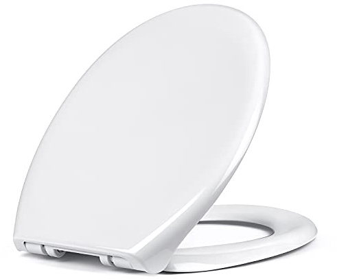 NA Copriwater, Sedile WC ovale bianco Universale con Chiusura Ammortizzata, coperchio WC con funzione di abbassamento automatico, Tavoletta WC in Materiale di Polietilene (PP)