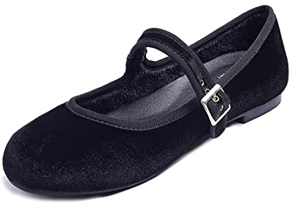 Feversole Women's Soft Breathable Belt Mary Jane ，Mujer Zapatillas Merceditas De Lona Mary Jane