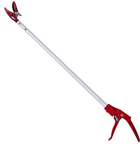 Prunrt Tree Trimmer, 2 Foot Pole Pruner, Long Reach Pruning Shears, Cut and Hold Garden Clippers, Aluminum Lightweight Handle Fruit Picker, Branch Bypass Loppers