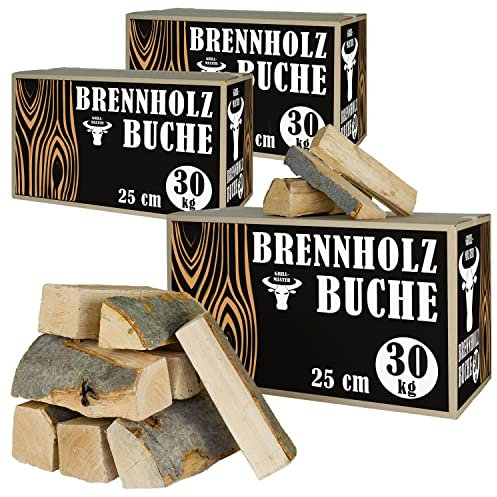 Legna da ardere in faggio, 90 kg, per stufa e camino, braciere, braciere, legna da ardere, legno di faggio, tronchi in legno, 25 cm, essiccati a camera