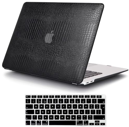 MOKASE Hülle Kompatibel mit MacBook Air 13,6 Zoll (2026 M5 / 2025 M4 / 2024-2022 M3 & M2, Modelle: A3449 A3240 A3113 A2681), Gummierter Kunststoff Hartschale & Tastatur-Abdeckung, Black Leather
