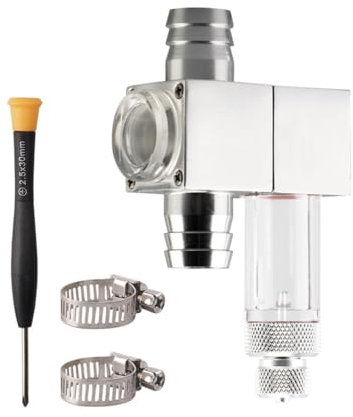 DONGKER Acuario difusor de CO2 reactor externo, aleación de aluminio de 12/16 mm externo en línea CO2 difusor atomizador w/contador de burbujas para acuario plantado