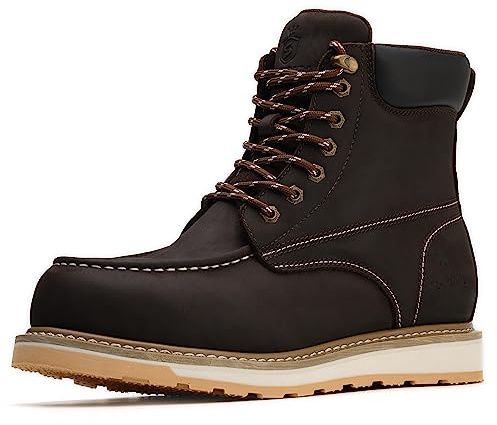 SL-Saint impermeabile punta d'acciaio Moc Uomo stivali da lavoro classico Industrial & Construction sicurezza 6'' (Marrone Scuro 006, numeric_47)