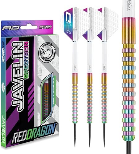 RED DRAGON Darts - Javelin Spectron 20g - 85% Wolfram - Professionelles Stahlspitze Dartpfeile Satz mit Flüge & Schäften