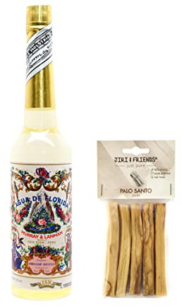Jiri & Friends Palo Santo Räucherholz (25 Gramm) and Agua de Florida 270mlursprünglich aus Peru - Schamanen reinigendes Spirituswasser | 100% Natürlich