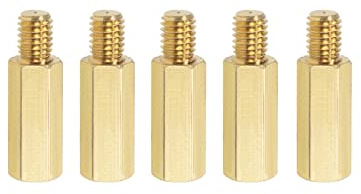 YOKIVE 5Stk M6 Standoff Schrauben Messing PCB Abstandshalter Gold Ton | Sechskant, Halten Höhe Einheitlich Groß, Für Hauptplatine, 20mm+8mm