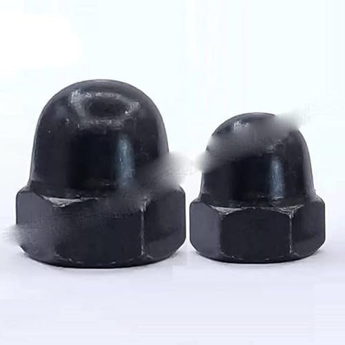 2-20 Stück DIN1587 Hutmutter M3 M4 M5 M6 M8 M10 M12 Edelstahl 304 oder Messing/schwarzer Stahl Dekorative Hutmuttern Kappenabdeckungen-M3 20 Stück, Schwarzer Stahl