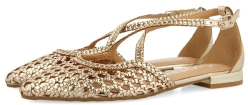 GIOSEPPO Ballerine in Pelle Blu con Treccia per Donna LESKOVIC, Platino, 37 EU