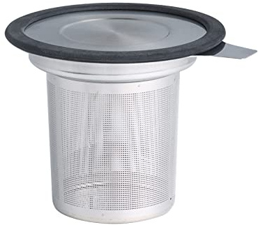 Colador de hojas de té plateado con tapa de silicona 304 coladores de té de acero inoxidable filtro de té con mango filtros de té para té suelto