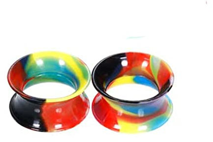 Lieson Ohr Plug Tunnel, 2 Stück Flesh Tunnel Silikon Bunt Hohl Creolen 12mm Flesh Tunnel Bunt
