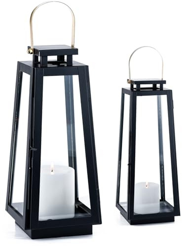 2er Set Skandinavisches Gartenwindlicht Eirik LED edel aus Glas 40 cm