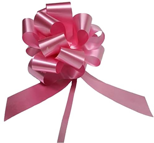 50 Nastri COCCARDE AUTOTIRANTI GRANFIOCCO Confezione Regalo Auto Antenna SPECCHIETTO Feste Varie Misure E Colori Alta QUALITA' (Nastro 5 CM DIAM. 18 CM, Rosa Aurora)