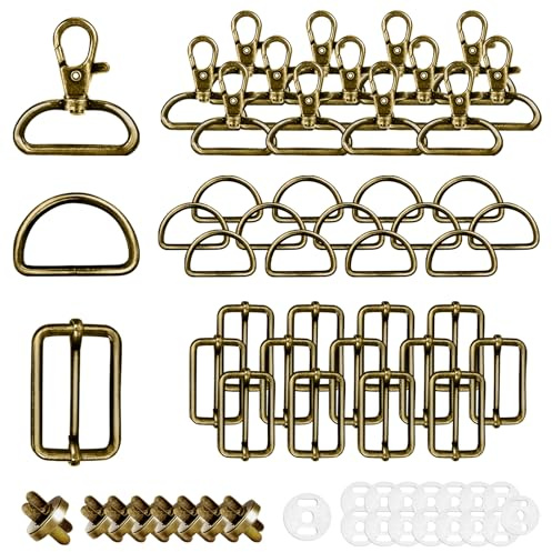 wodemeilon 50 Stück Drehbare Karabinerhaken Mit Drehgelenk Schlüsselanhänger D-Ringe Triglide-Schiebeschnalle Gurtversteller Metall Magnetknöpf Schnallen und Verschlüsse für DIY Nähen Zubehör