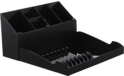 Gogogmee Hairdressing Tool Storage Rack Professional Shear Holder with Tray for Combs and Clips Durable Organizer for Salons and Stylists Black