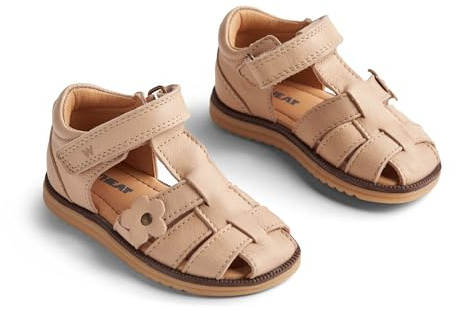 Wheat unisex barn stängd sandal himmel blomma äkta läder lära-gå-sko, 9009 Beige Rose, 20 EU