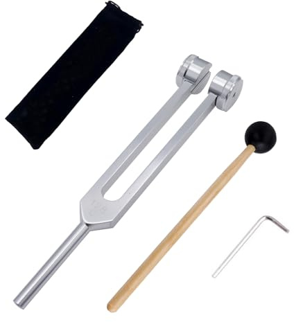 CashBeat 128 Hz gewichtete Stimmgabel, medizinisch für Heilung, Sonic Slider | Professionelle Aluminiumlegierung C128 mit Silikonhammer, Aufbewahrungstasche, Reinigungstuch, Klangtherapie, Nerventests