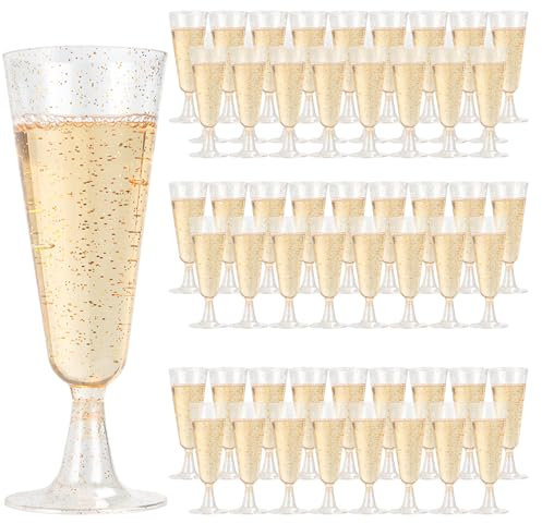 JMIATRY 100 Pezzi Flute Plastica 160ML, Calici Plastica Riutilizzabile per Feste, Matrimoni, Compleanni
