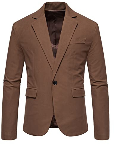 Mens Suits For Weddings, Single Breasted Blazer For Men Casual Lapel Slim Fit Blazer Retro Blazer Coat Wedding Party Dress Coat Men'S V-Neck Single-Button Jacket Suit Mens Dress Jackets Formal