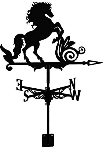 Generic Wetterfahne Bauernhaus Wetter Schaufel Dach Mount Windrichtungsanzeiger Kit Im Freien Metall Halterung Wetterhahn Mit Tier Ornament/Pferde/35 * 50Cm