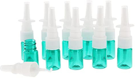 Juego de 10 botellas de spray nasal para un alivio rápido | Dispensador de bomba rociadora de aceite esencial | Apto para alergias y viajes, capacidad de 5 ml, color verde