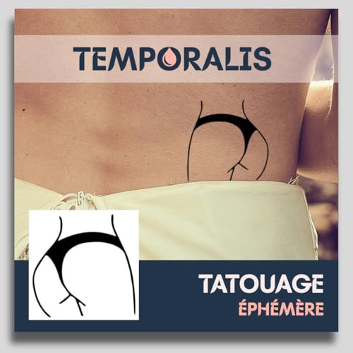 Tatuaggio CORPO - Temporalis® | Tatuaggi temporanei uomo donna, tatuaggi finti vegani e waterproof - Certificato UE - Dura 1-2 settimane [ Tattoo Glutei in costume da bagno ]