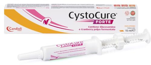 Candioli CystoCure Forte Cane e Gatto 15 ml | Pasta Appetibile | Mangime Complementare con Glucosamina e Cranberry Polpa Fermentato, per Cani Piccola Taglia e Gatti, Made in Italy