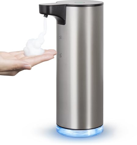 LAOPAO Automatic Soap Dispenser Stainless Steel Touchless Foaming Soap Dispenser for Bathroom Auto Rechargeable Hand Soap Dispenser for Kitchen