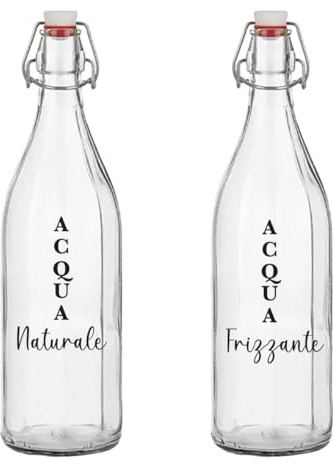 Generico Naturale e Frizzante Coppia Bottiglie Brocche Personalizzate Adatte ad Acqua Vino Birra Tutte le Bevande Idea Regalo Casa Cena Pranzo Feste Famiglia Natale Compleanno Decorazioni