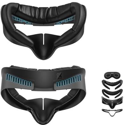 AMVR Kompatibel mit Meta Quest 3S Facial Interface Face Pad Cover Zubehör, Comfort PU Cushion und atmungsaktives Ice Silk Cotton Face Pad (Breitere Version)