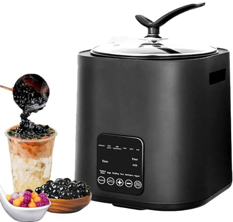Kindevieft Commercial Pearl Cooker 9L Automatic Tapioca Maker Machine 1300W Non-stick Pearl Pot for Bubble Tea Sago Pearl Milk Tea, Pearl Tapioca Cooker with Touchscreen and Timer Function