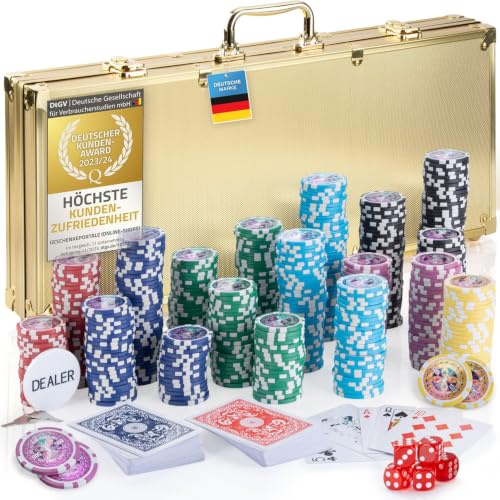GOODS+GADGETS® Pokerset 500 Chips - Komplett Pokerfodral med Aluminiumväska