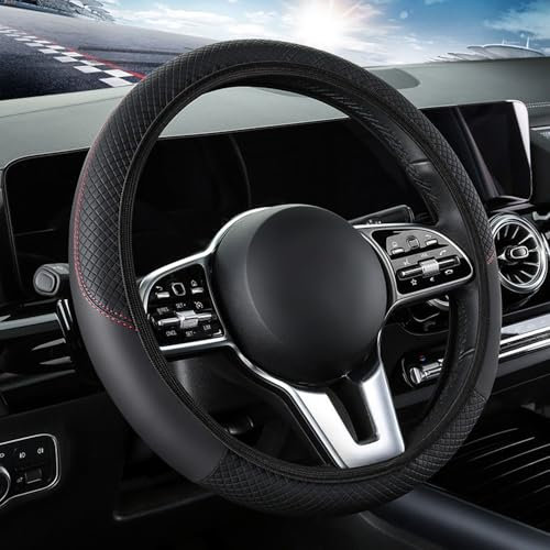 AUJAN Auto Lenkradbezug für Benz E-Klasse Sedan W124 W210 W211 W212 W213 V213, 38CM Universal Lenkradschutz Lenkradabdeckung Lenkrad SchutzhüLle Auto Innenraum Zubehör,B-Black
