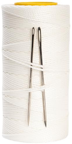 Sail Repair Kit with Sail Needle, Thick Waxed Twine White Twine String for Whipping Twine, 330 Feet per Roll Heavy Duty Waxed Thread for Rope Whipping, Canvas Work, Sail Making - Wax Sail Kit (1)