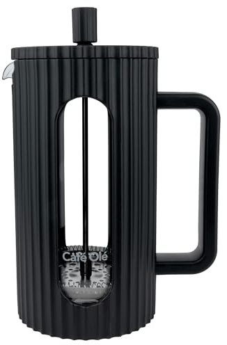 Café Olé Ciao Cafetière 8 tasses, acier inoxydable, filtre à café, presse française, noir