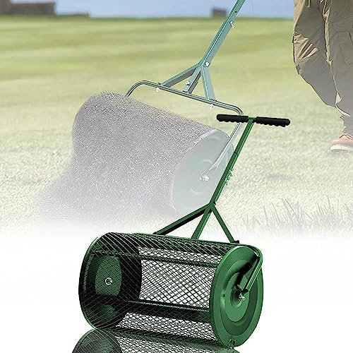 Kompostverteiler für Rasen- und Gartenverteiler Langer Griff Torf Rasenflächenkompost -Kompost -Spreiz für Garten Metallnetzkorbsamen, 001,32 × 60 cm