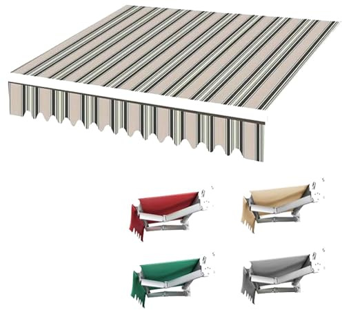 Tendone Parasole In Tela, Panno Di Ricambio Per Tenda Da Sole 300x250/400x350/500x350cm Telo Per Tenda Da Sole Retrattile, Tessuto Per Tende Da Sole In Poliestere Impermeabile(Stripe,2.5x2m/8.2x6.5ft)